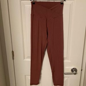Aerie crossover leggings, pink, size M